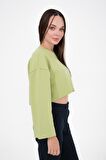 Gabriel Organik Pamuk Bisiklet Yaka Crop Sweatshirt