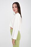 Gabriel Organik Pamuk Bisiklet Yaka Crop Sweatshirt