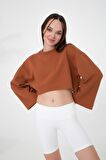 Gabriel Organik Pamuk Bisiklet Yaka Crop Sweatshirt