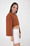 Gabriel Organik Pamuk Bisiklet Yaka Crop Sweatshirt