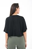 Fabriel Kısa Kollu Rahat Kesim Örme Crop T-Shirt