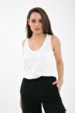 Rochel V Yaka Kolsuz Örme T-Shirt