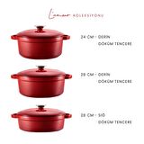 Voeux Kitchenware L'amour Derin Döküm Tencere 24 CM Kırmızı