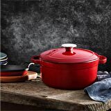 Voeux Kitchenware L'amour Derin Döküm Tencere 28 CM Kırmızı