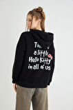 Lisanslı Baskılı Kapüşonlu Kalın Sweatshirt