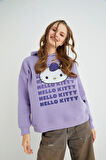 Lisanslı Baskılı Kapüşonlu Oversize Sweatshirt