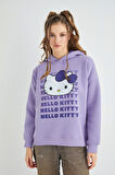 Lisanslı Baskılı Kapüşonlu Oversize Sweatshirt