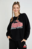 Lisanslı Baskılı Kalın Oversize Fit Sweatshirt