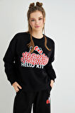 Lisanslı Baskılı Kalın Oversize Fit Sweatshirt
