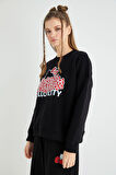 Lisanslı Baskılı Kalın Oversize Fit Sweatshirt