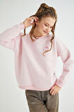 Lisanslı Baskılı Kalın Pembe Sweatshirt