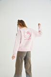 Lisanslı Baskılı Kalın Pembe Sweatshirt