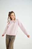Lisanslı Baskılı Kalın Pembe Sweatshirt