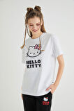 Lisanslı Baskılı Basic Beyaz T-shirt Kalıp Pamuk