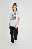 Lisanslı Baskılı Basic Beyaz T-shirt Kalıp Pamuk