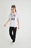 Lisanslı Baskılı Basic Beyaz T-shirt Kalıp Pamuk