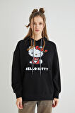 Lisanslı Baskılı Kapüşonlu Oversize Fit Sweatshirt