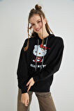 Lisanslı Baskılı Kapüşonlu Oversize Fit Sweatshirt