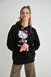Lisanslı Baskılı Kapüşonlu Oversize Fit Sweatshirt