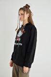 Lisanslı Baskılı Kapüşonlu Oversize Fit Sweatshirt