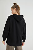 Lisanslı Baskılı Kapüşonlu Oversize Fit Sweatshirt