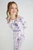 Lisanslı Uzun Kollu Mor Batik Pijama Takımı