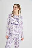 Lisanslı Uzun Kollu Mor Batik Pijama Takımı