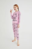 Kız Çocuk Pembe Kız Uzun Kol Pamuklu Pijama Takımı