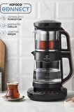 Çaysever Robotea Connect 3 in 1 Konuşan Otomatik Cam Çay Makinesi Su Isıtıcı ve Filtre Kahve