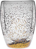 Karaca Pia Çift Cidarlı Golden Glitter Su Bardağı 350 Ml