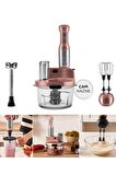 Mastermaid Prosteel Cam Mutfak Robotu Uzun Blender Ayaklı 6 Bıçaklı 2500 W Rosegold