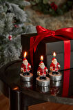 Karaca Home New Year Yılbaşı Santa 3'lü Tealight Mum 18,5x6,7 cm