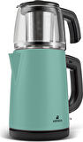 Karaca Tea Glass 2 In 1 Çelik Çay Makinesi Ve Kettle Blue Mist