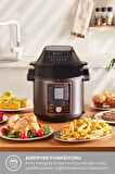 Karaca Cooker 2 in 1 6L Çok Amaçlı Basınçlı Pişirici Akıllı Elektrikli Düdüklü Tencere ve Airfryer Matt Black