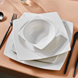 Karaca Square Bone Royal White 24 Parça 6 Kişilik Yemek Takımı