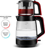 Karaca Glass Tea XL 2 in 1 Cam Çay Makinesi Koyu Kırmızı