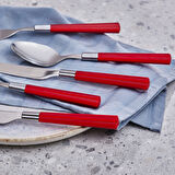 Karaca Fluca 18 Parça 6 Kişilik Yemek Çatal Kaşık Bıçak Seti Kırmızı