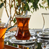 Karaca Timeless Platin Çelik Tepsili 40 Parça 12 Kişilik Çeyiz Çay Seti