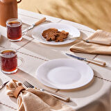 Karaca Albert 6 Kişilik Beyaz Opal Cam Pasta Seti 21 Cm