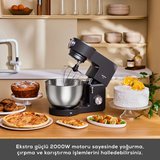 Karaca Multichef Ultra Kıyma Çekme/Sucuk-Sosis/İçli Köfte Aparatlı Hamur Yoğurma Makinesi Antrasit 2000W 8L