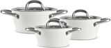 Karaca x Refika Birgül Swiss Crystal Metal Kulplu 6 Parça Midi Tencere Set Creamy