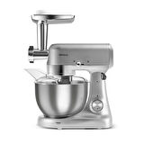 Karaca Multicast Plus Döküm Kıyma Çekme/Sucuk-Sosis/İçli Köfte/ Kurabiye Aparatlı Hamur Yoğurma Makinesi Silver 1000W 5L 