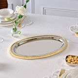 Karaca Ring Dekoratif Gold Tepsi 39x23 cm