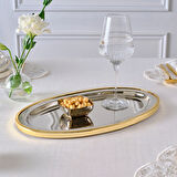 Karaca Ring Dekoratif Gold Tepsi 39x23 cm