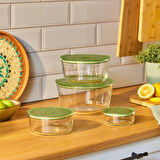 Karaca Green Yuvarlak Cam Saklama Kabı 300 ml