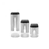 Shinex Inox 3 Parça Cam Saklama Kabı Seti