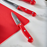 Karaca Sharp 6 Parça Kesme Tahtalı, Makaslı Bıçak Seti Kırmızı