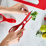 Karaca Sharp 6 Parça Kesme Tahtalı, Makaslı Bıçak Seti Kırmızı