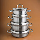 Karaca Power Steel 316+ 3Ply Spirit İndüksiyon Tabanlı 8 Parça Çelik Tencere Seti