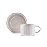 Karaca Massimo Çay Fincanı ve Tabağı Krem 220 ml